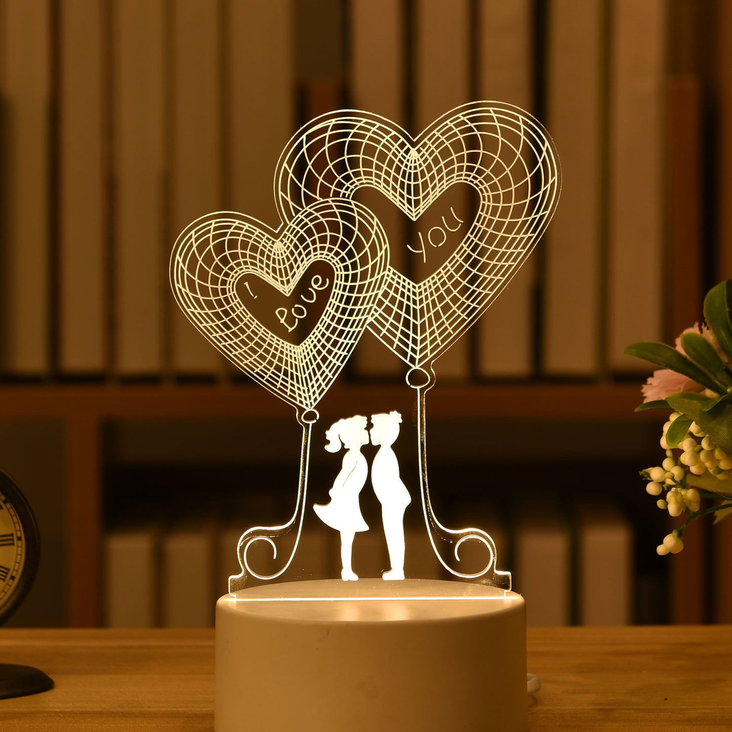 Lampe d'ambiance de chambre à coucher, veilleuse 3D de dessin animé