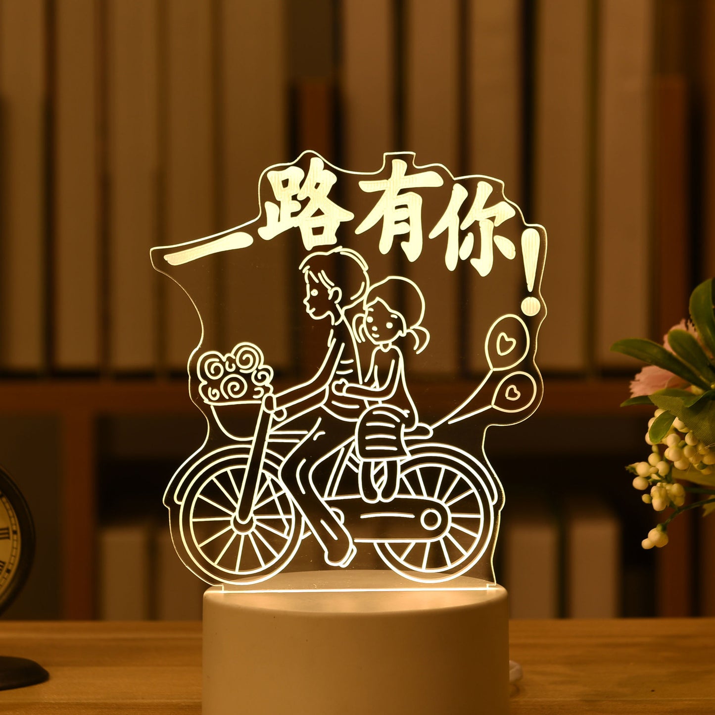 Lampe d'ambiance de chambre à coucher, veilleuse 3D de dessin animé