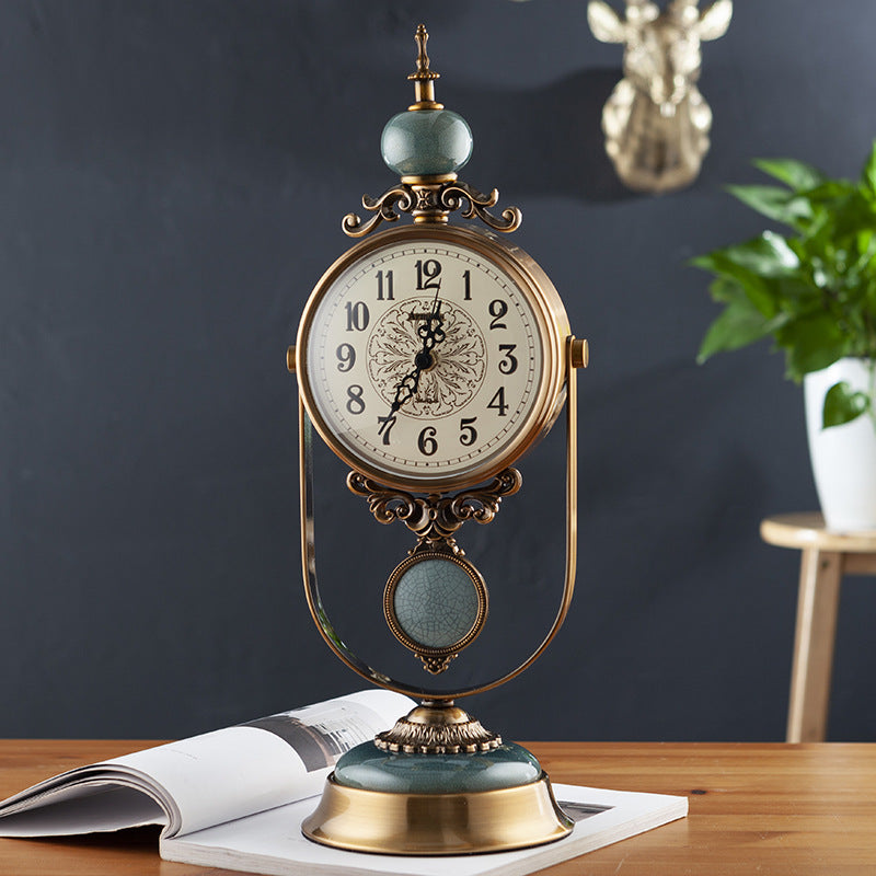 Table Clock Home Living Room Clock Fashion Retro Clock Ornaments