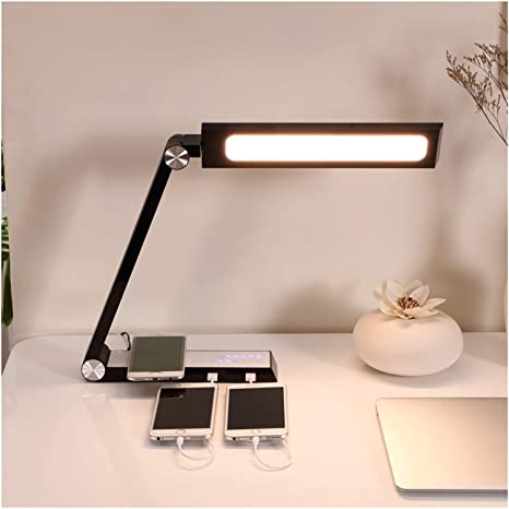 Lampe de bureau LED à chargement sans fil à bras long, lampe de Table à gradation en alliage d'aluminium, lampe de lecture pliable à longue durée de vie, plusieurs Modes de couleurs