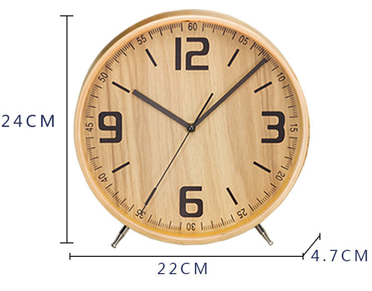 Horloge de table à quartz en bois à pointeur simple de style européen