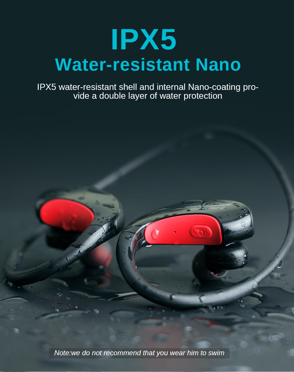 Sports Bluetooth Headset Binaural Running Wireless Hanging Ear Type