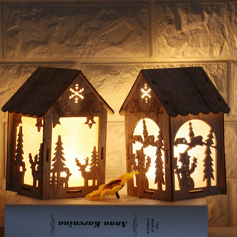 Creative Small Wooden House Christmas Decorations