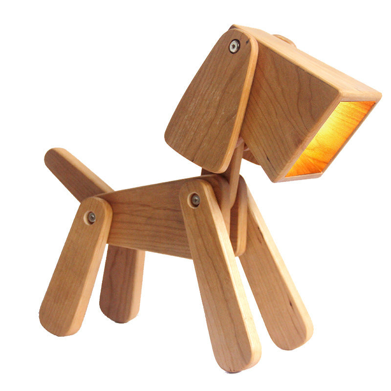 Lampe de Table créative en bois massif, moderne et minimaliste, LED, décoration de chevet de chambre à coucher, lampe de Table pour chien