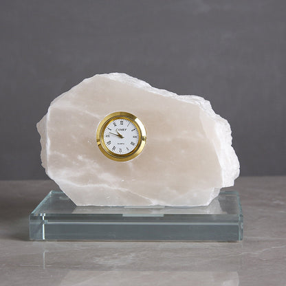 Florenck Light Luxury Modern Simple Natural Spar Table Clock Ornaments