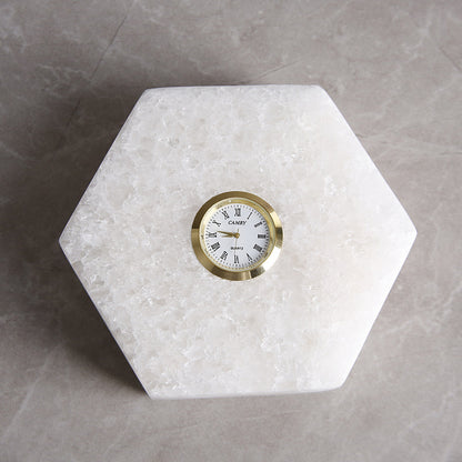 Florenck Light Luxury Modern Simple Natural Spar Table Clock Ornaments