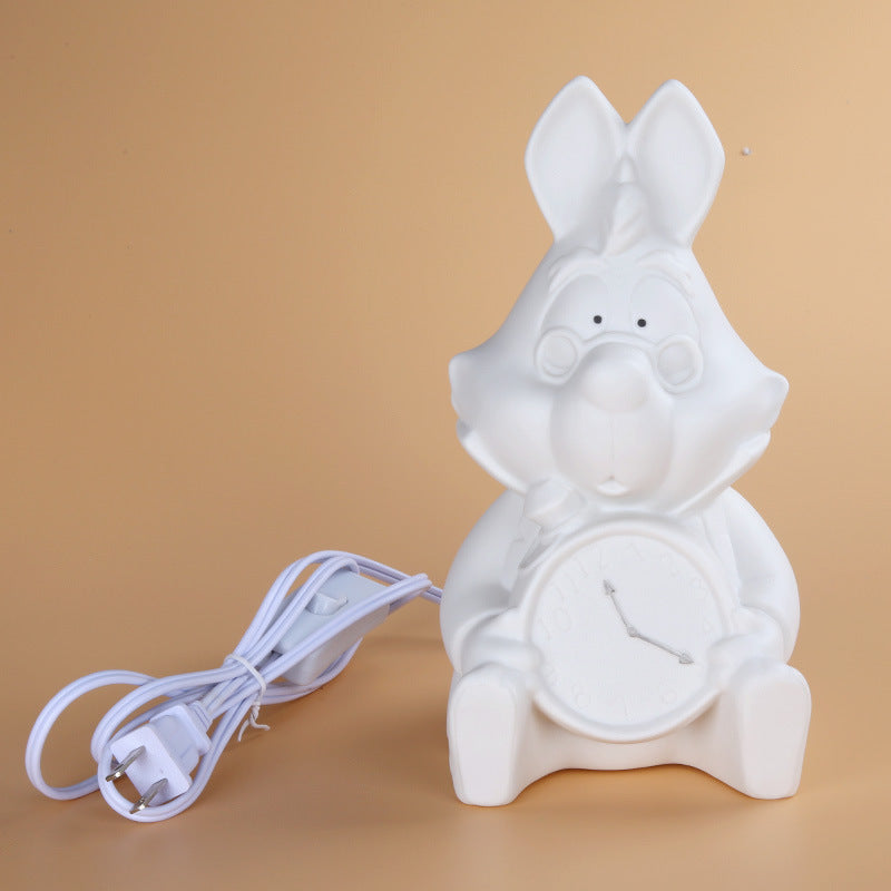 Mr. Alice White Rabbit Time Rabbit Lámpara de mesa Luz nocturna