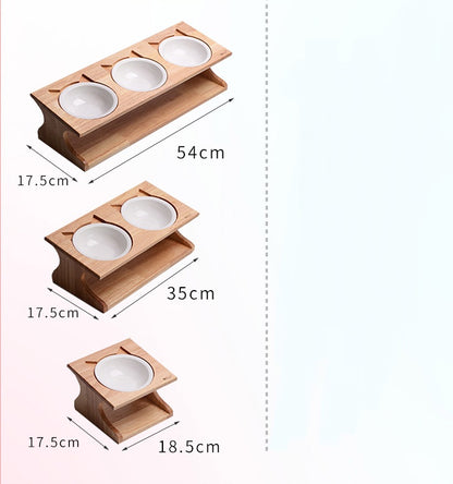 Mesa de comedor para gatos de madera maciza, cuenco antiasfixia inclinado Simple para comida para gatos