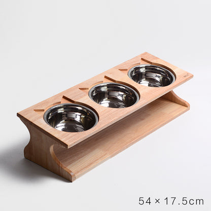 Mesa de comedor para gatos de madera maciza, cuenco antiasfixia inclinado Simple para comida para gatos