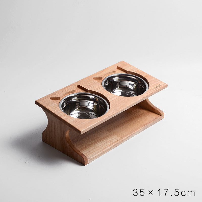 Mesa de comedor para gatos de madera maciza, cuenco antiasfixia inclinado Simple para comida para gatos