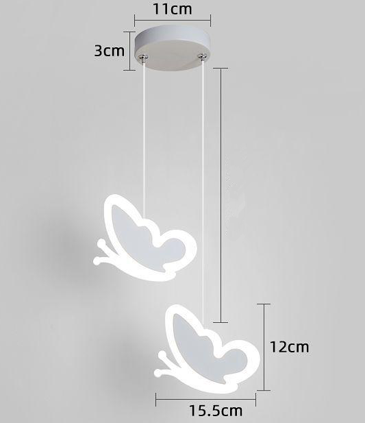 Lampe de plafond créative en forme de coeur avec fleur de papillon, lustre pour chambre d'enfant, lampes de chambre à coucher