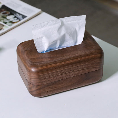 Solid Wood Paper Box Light LuxuryCreative Black Walnut TenonPaper Box OfficeLiving Room Kitchen Dining Table Tissue Box