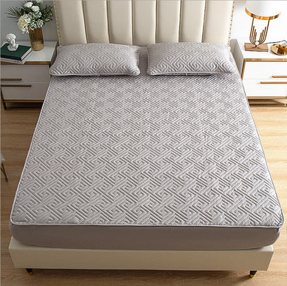 Solid Color Bed Sheet One-piece Cotton Bedspread Quilted Non-slip Mattress Cover Thick Simmons Protective Cover