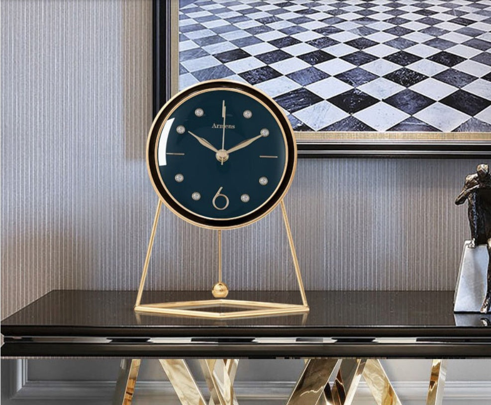 Horloge de bureau en cuir, bureau de salon