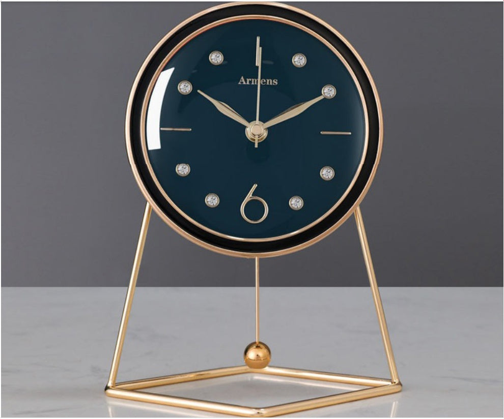 Horloge de bureau en cuir, bureau de salon