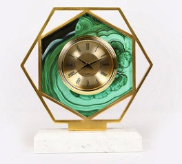 Horloge de luxe en marbre, modèle moderne, lumière, ornements en laiton peint, réveil, Table de chevet, petits accessoires, horloge de bureau créative