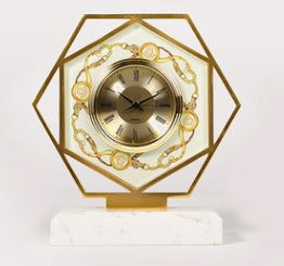 Horloge de luxe en marbre, modèle moderne, lumière, ornements en laiton peint, réveil, Table de chevet, petits accessoires, horloge de bureau créative