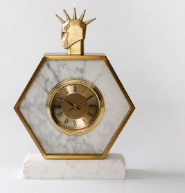 Horloge de luxe en marbre blanc, modèle moderne, lumière, ornements, réveil, Table de chevet, petits accessoires, horloge créative