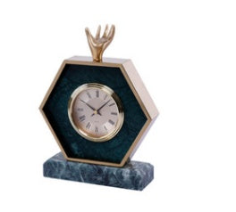 Modelo moderno de habitación, luz de mármol, adornos de reloj de lujo, reloj despertador de mármol blanco, mesita de noche, pequeños accesorios, reloj creativo