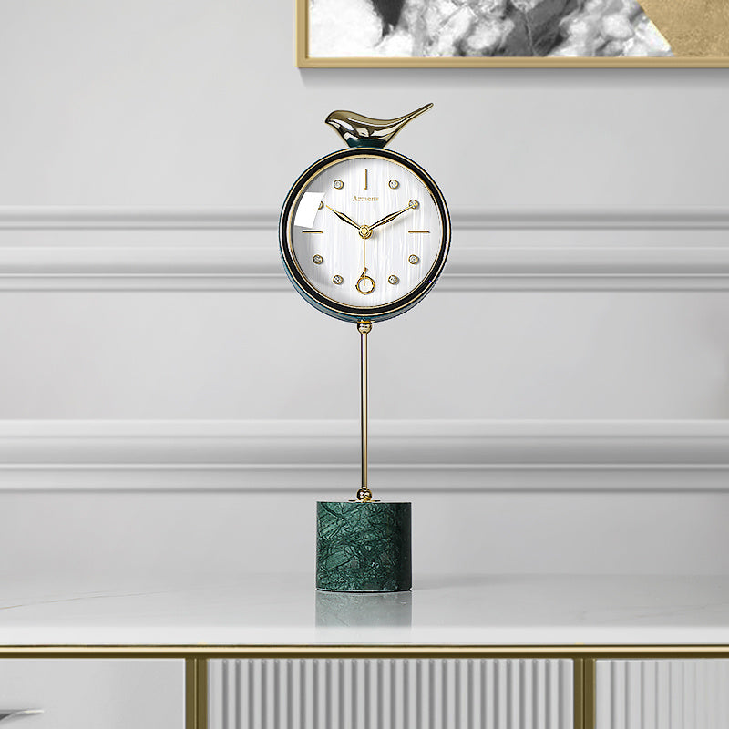 Reloj de mesa de mármol nórdico, adornos, reloj de mesa Art Deco, reloj de mesa de péndulo de moda de hogar para sala de estar, Simple y moderno