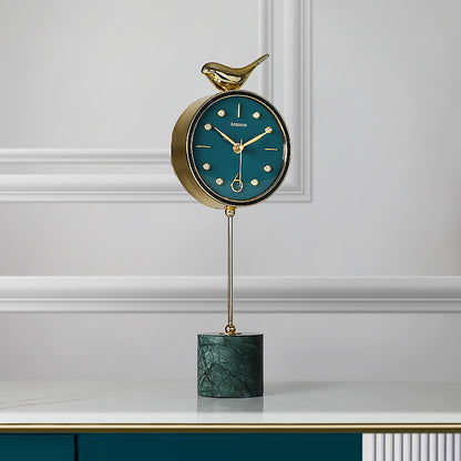 Reloj de mesa de mármol nórdico, adornos, reloj de mesa Art Deco, reloj de mesa de péndulo de moda de hogar para sala de estar, Simple y moderno