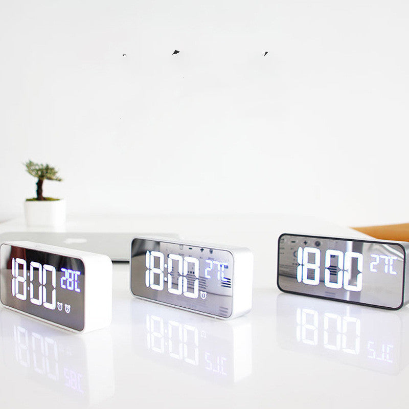 Reloj despertador Digital LED con música, indicador de fecha y temperatura, relojes de espejo de escritorio, decoración de mesa para el hogar, reloj electrónico