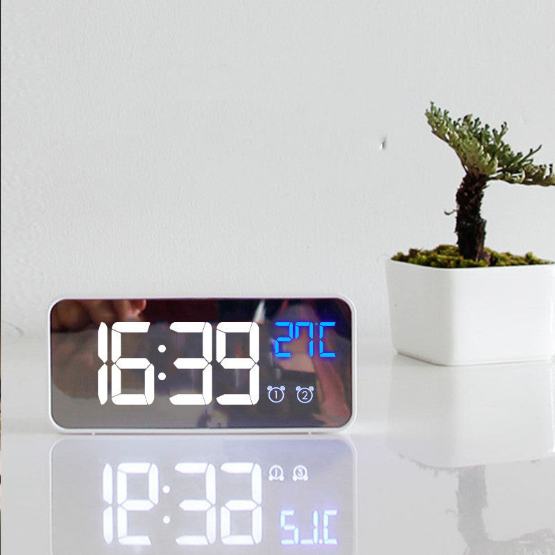 Reloj despertador Digital LED con música, indicador de fecha y temperatura, relojes de espejo de escritorio, decoración de mesa para el hogar, reloj electrónico