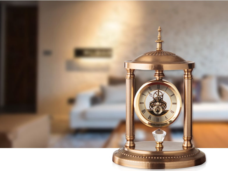 European Style Clock, Table Clock, Creative Alloy Candlestick Table Clock, Living Room Decorations