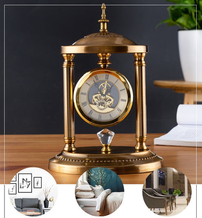 European Style Clock, Table Clock, Creative Alloy Candlestick Table Clock, Living Room Decorations