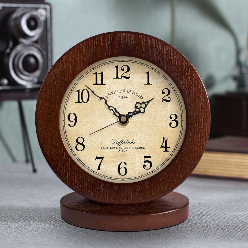 Reloj de mesa de madera Simple americano para sala de estar, reloj de mesa moderno silencioso para dormitorio