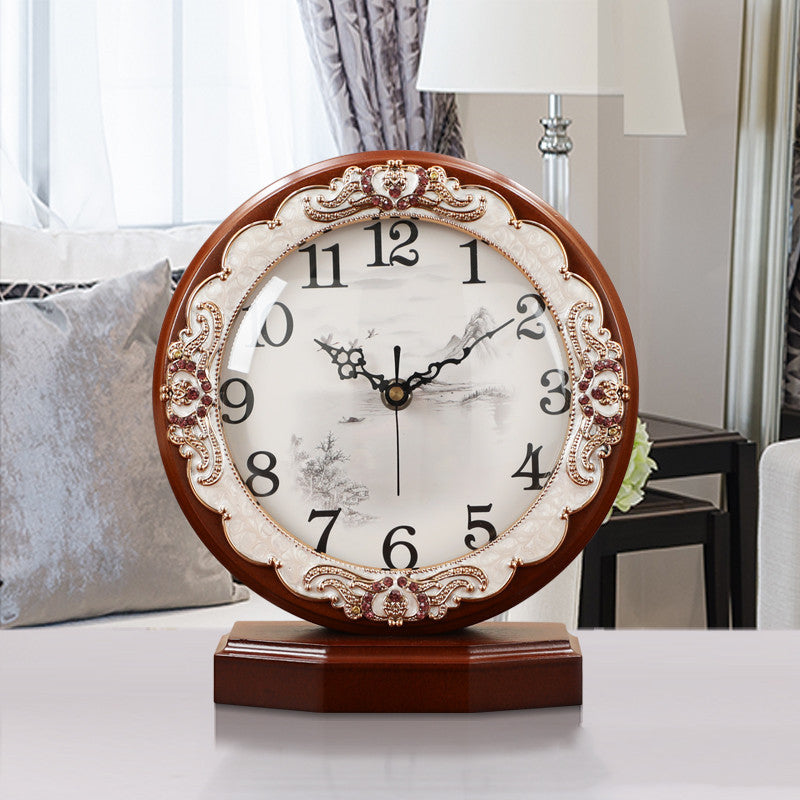 Horloge classique européenne, salon, chambre à coucher, horloge en bois silencieuse, horloge de table de luxe