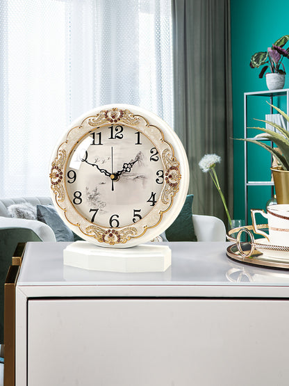 European classic clock, living room, bedroom, silent wood clock, luxury table clock