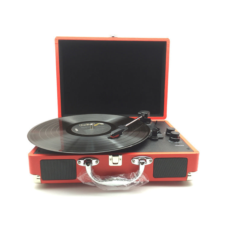 Portable Vinyl Record Player Retro Phonograph Creative Retro Bluetooth Speaker European Style Leather Case Record Player