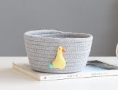 Desktop Storage Box Hand-Woven Cotton Thread Bedside Storage Basket Cartoon Porch Coffee Table Key Remote Control Storage Box