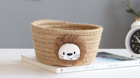 Desktop Storage Box Hand-Woven Cotton Thread Bedside Storage Basket Cartoon Porch Coffee Table Key Remote Control Storage Box