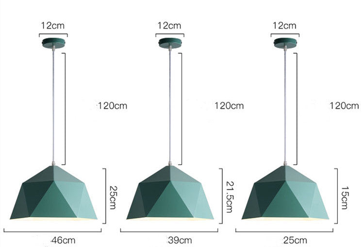 Petites lampes suspendues créatives géométriques colorées