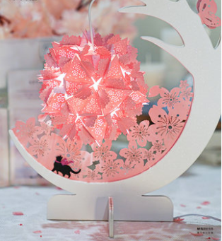 Cherry Blossom Season Small Night Light Paper Sculpture Lamp Under The Cherry Tree Ancient Style Creative Birthday Gift Decoration