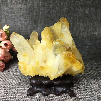 Citrine Cluster Citrine Cluster Rough Stone Ore Standard Ornaments Indoor Table Ornaments Degaussing Purification