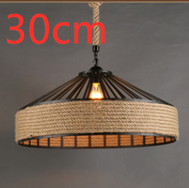 American Country Hemp Rope Restaurant Chandelier Personality Nordic Clothing Store Milk Tea Shop Round Wrought Iron LED Creative Chandelier