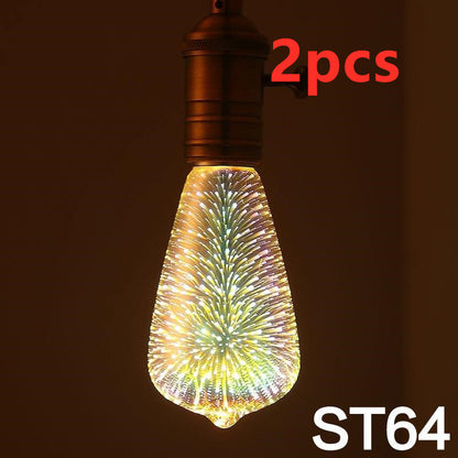 Ampoule LED de décoration 3D, feu d'artifice 110 220V ST64 G95 G80 G125 A60, bouteille en forme de cœur, lumières de vacances, nouveauté, lampe de noël