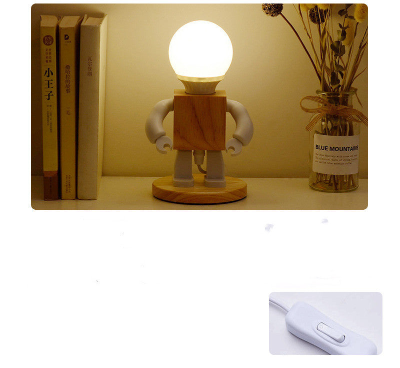 Robot luz nocturna lámpara de mesa creativa dormitorio decoración lámpara novio lámpara de noche