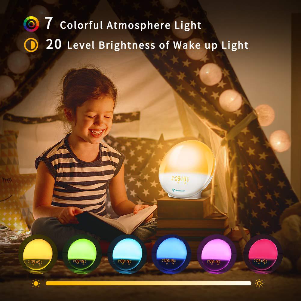 Lumière de réveil numérique à changement de couleur, contrôlée par application intelligente, WIFI, 7 couleurs