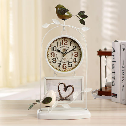 Reloj con forma de jaula de pájaros para decoración del hogar