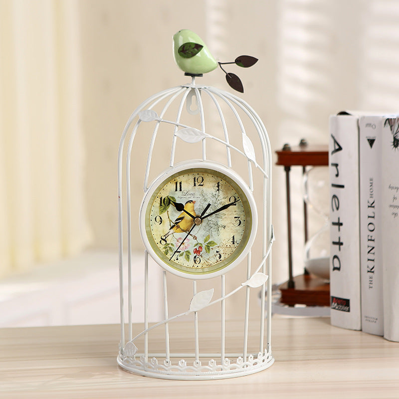 Horloge de décoration pour la maison en forme de cage à oiseaux