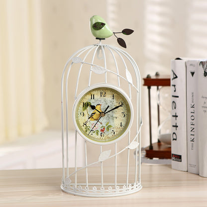 Reloj con forma de jaula de pájaros para decoración del hogar