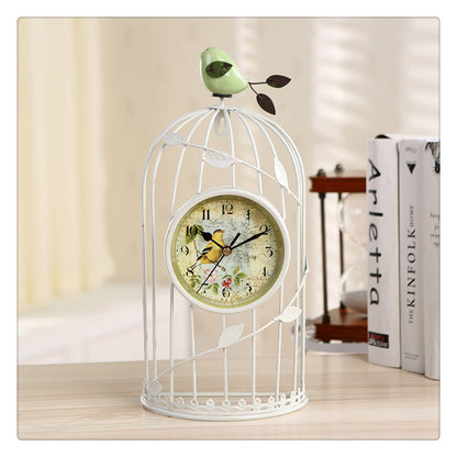 Horloge de décoration pour la maison en forme de cage à oiseaux