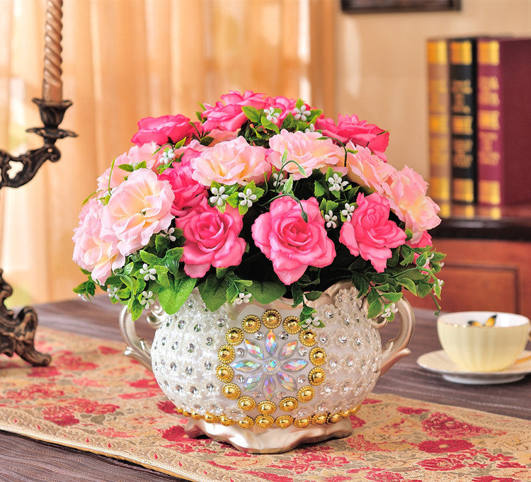 Home Living Room Table Decoration Crafts American Ornaments Ceramic Simulation Small Dry Vase Flower Insert