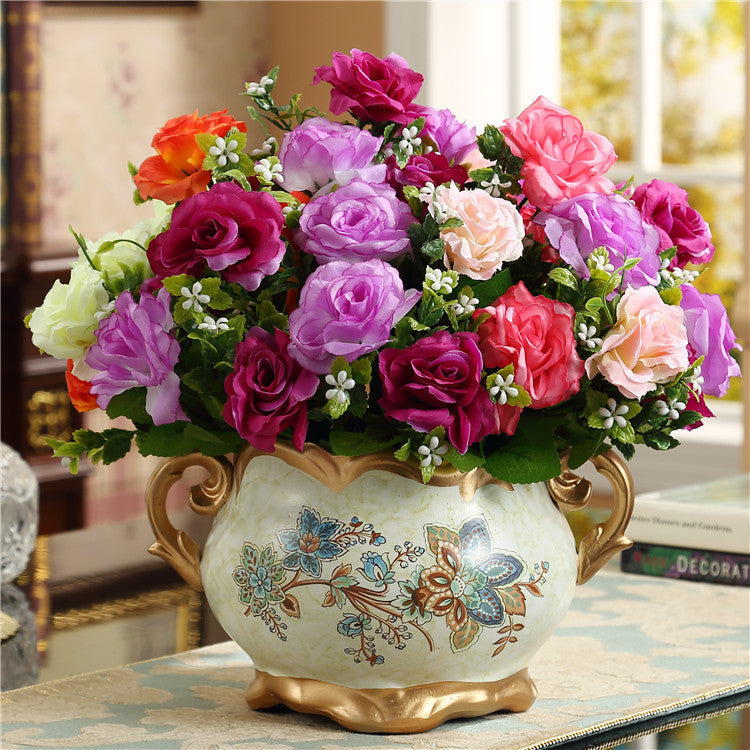 Home Living Room Table Decoration Crafts American Ornaments Ceramic Simulation Small Dry Vase Flower Insert