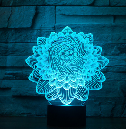 Commerce extérieur nouveau Lotus 2 3D lumière colorée tactile charge Led lumière visuelle cadeau atmosphère 3591