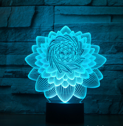 Comercio exterior Nuevo Lotus 2 Luz 3D Colorida Carga táctil Led Luz visual Regalo Atmósfera 3591